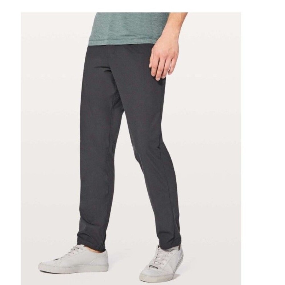 Lululemon ABC Slim-Fit Pants Mens Obsidian Dark Grey Warpstreme 5-Pocket Size 35